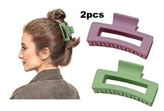 2pcs Rectangle Shape Big Matt Hair Claws, Multicolor