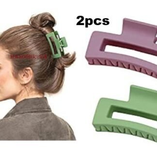2pcs Rectangle Shape Big Matt Hair Claws, Multicolor