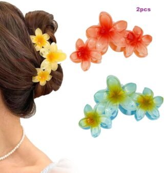 2pcs Floral Plastic Hair Claws, Multicolor