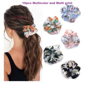 10pcs Fabric Scrunchies, Multicolor