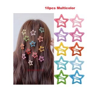 10pcs Star Shape Tictac Hair Clips, Multicolor