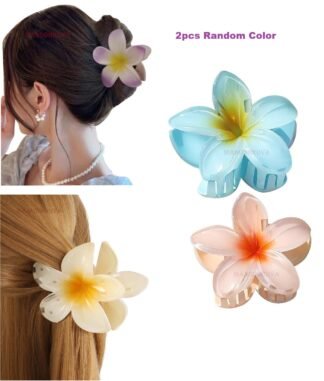 2pcs Flower Hair Claws, Multicolor