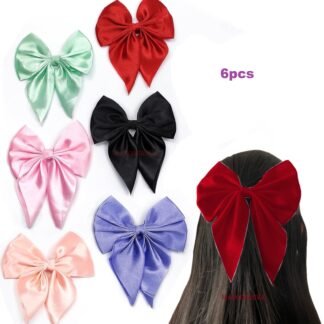6pcs Satin Bow Alligator Hair Clip, Multicolor