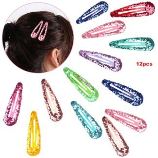 12pcs Glitter Tictac Hair Clips, Medium Size 4cm