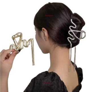1pc Rhinestone Metal Snake Shape Hair Claw