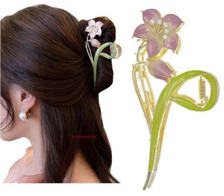 1pc Metal Lily Hair Claw, Multicolor