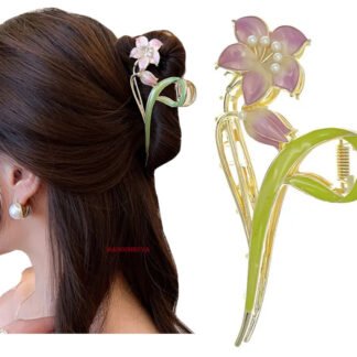 1pc Metal Lily Hair Claw, Multicolor
