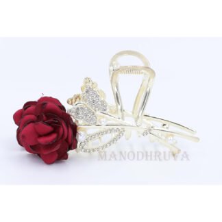 1pcs Metal Hair Claw with Satin Rose Design