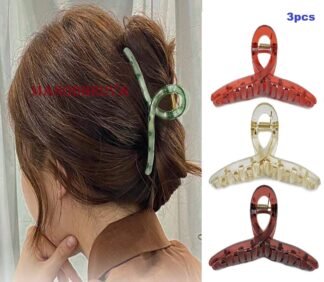 3pcs Transparent Plastic Hair Claws, Multicolor
