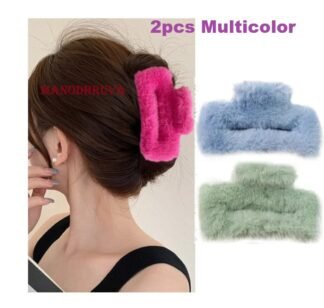 2pcs Rectangle Shape Fur Hair Claws, Big Size, Multicolor