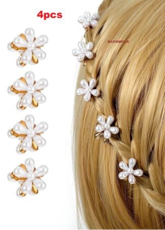 4pcs White Flower Hair Claws