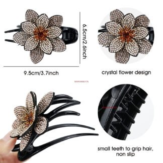 Rhinestone Flower Banana Hair Clip (1 Piece, Random Color)
