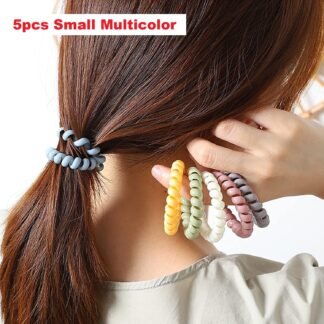 5pcs Small Spiral Rubberbands, Multicolor