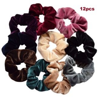 12pcs Velvet Scrunchies, Multicolor