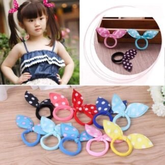 10pcs Bunny Ear Rubberbands, Multicolor