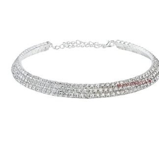 3Row Rhinestone Choker Necklace 1 Pc