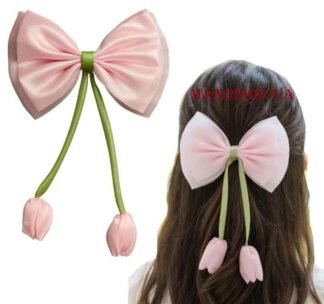 1pc Tulip Bow Satin Alligator Clip, Multicolor