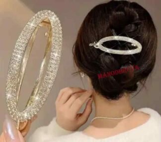 1pc Oval Rhinestones Metal Hair Snap Pin