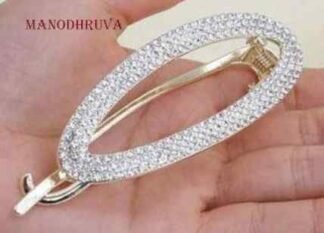 Silver Metal Oval Hair Barrette Clip for Women
