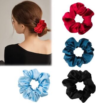4pcs Satin Scrunchies, Multicolor, Best Quality Fabric and Stitch