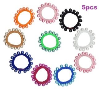 5pcs Pearl Rubberbands, Multicolor