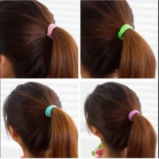 6 piece multicolor nylon hair rubber bands for women and girls