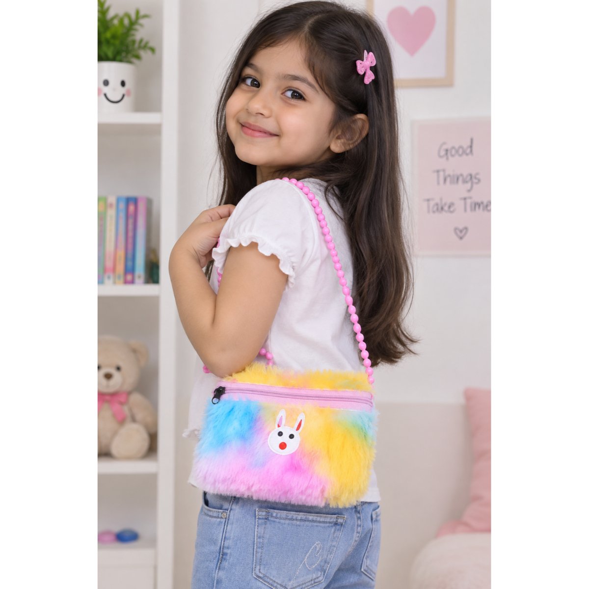 2 Pcs Furry Bunny Sling Bag for Girls - Image 3